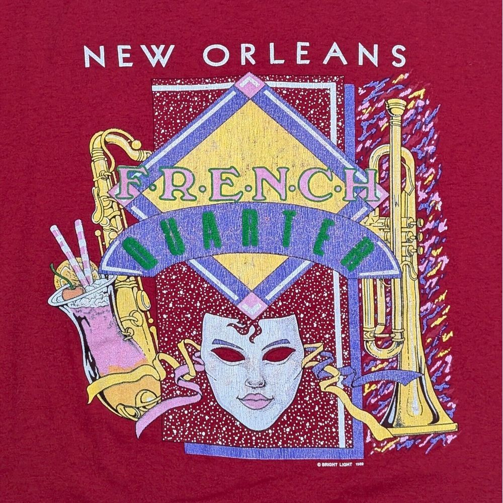 Vtg‎ 1989 New Orleans French Quarter Mardi Gras Tee Screen Stars Best Tag XL